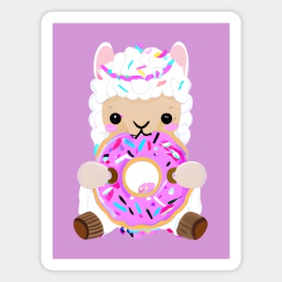 Sheep Eating a Donut, Cute Sheep, Kawaii Magnet